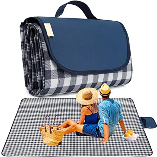 RUIBOLU Manta de picnic grande para playa, 80 x 60 pulgadas, impermeable, a prueba de arena, plegable, portátil, para acampar al aire libre, senderismo, viajes, césped, parque, música, festival