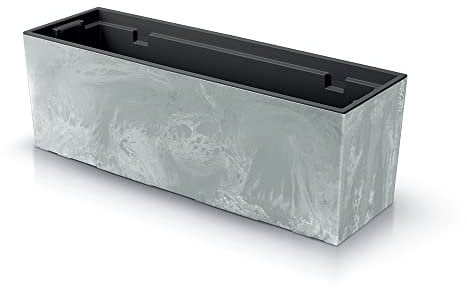 BirnePower Blumenkasten Blumentopf Balkonkasten Pflanzkasten Beton Optik Blumenkübel Urbi Beton Effect mit Pflanzeinsatz (Beton), 77x23,5x24,5 cm