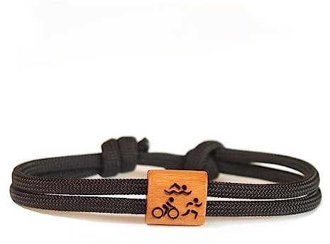 Holz Armband Triathlon aus Segeltau, Laufen, Radfahren, Schwimmen, Leichtathletik, Marathon