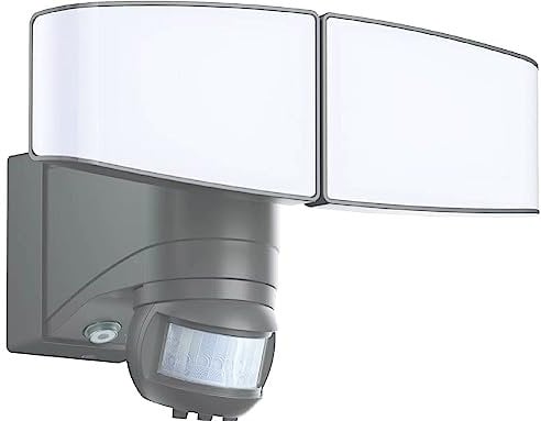Northpoint LED Batterie Strahler mit Bewegungsmelder Dämmerungssensor Leuchtdauer- und Leuchtkraftregler für Innen und Außen 6000K 2x 450 Lumen grau