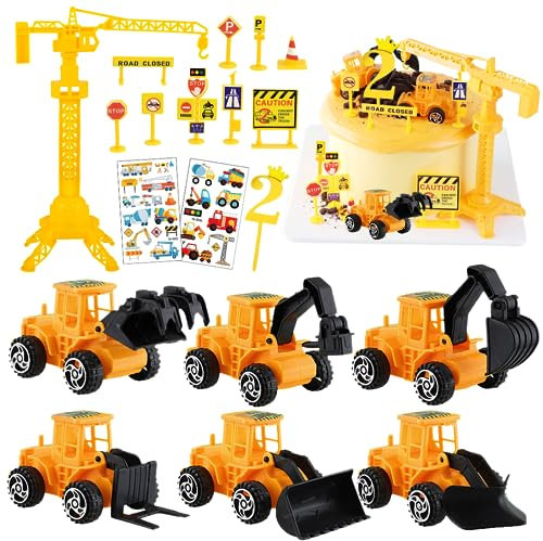 Tortendeko Bagger, Kuchendeko 2. Geburtstag Junge Bagger, Geburtstag Bagger, Torten Deko für Jungs, Verkehrszeichen Cake Decorating Set