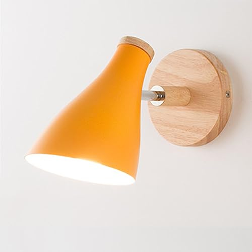Chao Zan Wandlampe Vintage, Industrial, Retro, Wandleuchte innen aus Metall und Holz,für Wohnzimmer Schlafzimmer Treppenhaus Studie, Spot mit E27 Fassung, Ohne Leuchtmittel (Orange)