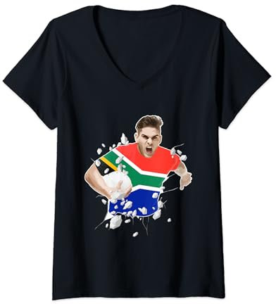 Südafrika Rugby-Trikot | Spieler-Ausrüstung, Kleidung, Rugby-Fans T-Shirt mit V-Ausschnitt