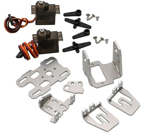 Xptieeck 1 Satz DC 4,8-5 V Dual-Servo-Gimbal-Halterung mit 2 Stück 9G-Lenkgetriebe für RC FPV-Drohne (A)