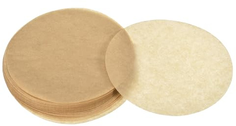 uxcell Pergamentpapier, rund, antihaftbeschichtet, zum Backen, Grillen, Luftfritteuse, Dampfgaren, Brot, Cupcakes, Kekse, Braun, 200 Stück