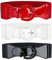 LEACOOLKEY Frauen Bow Knot Elastischer Taillengürtel für Kleid, Vintage Stretchy Wide Bund Cinch Gürtel mit Druckknopfschnalle (E-Schwarz+Weiß+Rot, Passform Taillenumfang: 71cm-86cm)