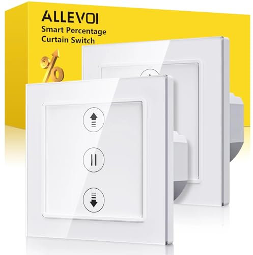 Allevoi Rolladenschalter Smart, Jalousieschalter Rolladen Zeitschaltuhr Kompatibel mit Alexa/Google Home, Prozentuale Steuerung, Mit steuerbarer LEDs Benötigt Nullleiter
