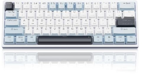 SOLAKAKA Teclado mecánico inalámbrico con retroiluminación RGB, 60% compacto, triple conexión Bluetooth/Wired/2.4GHz, programable, interruptor rojo