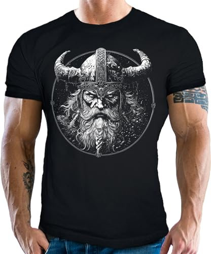 Herren Wikinger T-Shirt für Nordmann Keltic Fans: Viking King schwarz