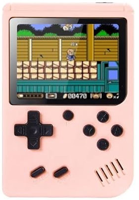 Mini Console Portatile Retrò di Videogiochi con 500 Giochi a 8 bit Schermo LCD a Colori da 3,0 Pollici - Rosa -