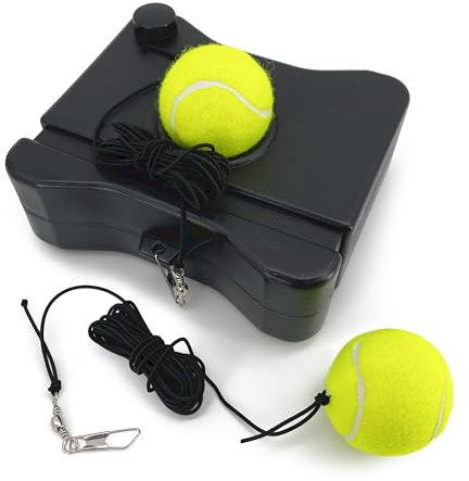 TaktZeit Tennistrainer, Rebound-Baseboard, Selbst-Tennis-Trainingsgerät, Tennis-Übungsrebounder mit 2 Saiten, Tennisbällen (Dunkelgrau)