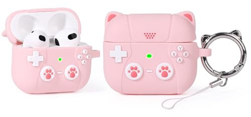 Case for Airpods 3nd Generation Earbuds, XMBYGY Silicone Airpods 3 Charging Case Protective Cover with Cute Cartoon Skin Design Earphones, with Keychain