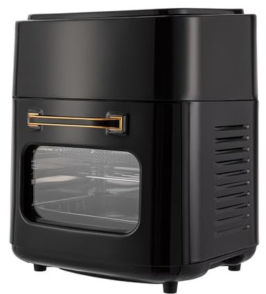 Heißluftfritteuse 15L Airfryer 6 Programme max 200°C, Fritteuse ohne Öl, Grillen, Backen, Braten, Dörren 1400W Einstellbare Temperatur und Zeit (Schwarz)