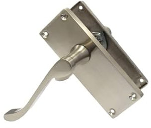 Epsom Door Handle Victorian Scroll Satin Nickel Lever Set – Backplate Design 118mm x 42mm – Includes Tubular Latch – 6 Pairs