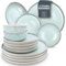 Steingut Geschirrset 4 Personen Ibiza 12 tlg. TESTSIEGER, Hochwertiges Mediterranes Steingut Geschirr Set, Schüssel- und Teller Set, Tafelservice 4 Personen, Geschirrsets Pure Living in Blau-Beige
