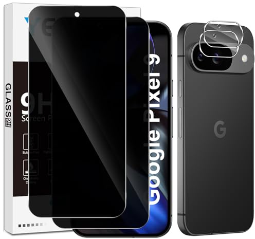 Yenwen Sichtschutzfolie für Google Pixel 9 für Panzerglas, 2 Stück Sichtschutz und 2 Stück Kameraschutz, 9H Härte Privacy Schutzfolie Folie Anti Spy Blickschutzfolie