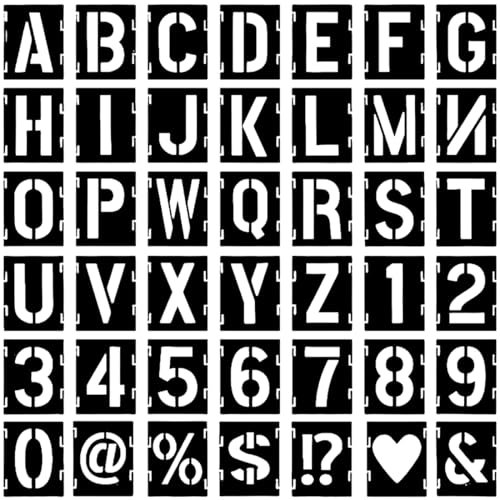 XUKZIMA 42 Pezzi Stencil Alfabeto Simboli Numeri Kit di Stencil ad incastro riutilizzabili per Artigianato Aerografo Progetti artistici fai da te