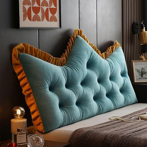 Kopfteilkissen, Weiches Rückenkissen Im Prinzessinnen-Stil mit Krone Zum Sitzen Im Bett, Langes Kissen fürs Bett, Lesekissen, Kissenrückenlehne,4,90 * 50cm