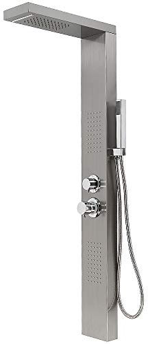 Pannello Doccia Idromassaggio in Acciaio Inox -Colonna Doccia Idromassaggio con Miscelatore, Pannello Doccia Acciaio Inox 3 Funzioni, 15 * 47 * 130 cm (acciaio inossidabile)