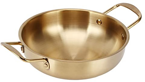 Ramen Pot, Korean Ramen Pot Compatible with Gas Stove, Induction Stove Gold Korean Ramen Pot Korean Pot for Ramen, Pasta, Soup, Porridge (Inner Diameter 18cm)