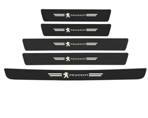QDATYLFT 5 Pièces Voiture Plaques Seuil Porte, pour Peugeot 107 207 407 408 206 306 307 308 406 806 3008 4008 Protection Seuil Porte de Voiture Accessoires intérieurs Voitures