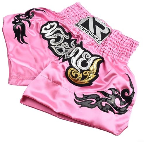 Short de kickboxing à taille élastique pour entraînement MMA et Muay Thai Unisexe Rose XS