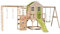 Wendi Toys M24L-G Kinderspielhaus Outdoor mit Rutsche, Schaukel & Kletterwand, 342 x 508 x 242 cm, Grün – Holz Stelzenhaus für Kinder, Outdoor-Klettergerüst, Stelzenhaus Kinder Outdoor