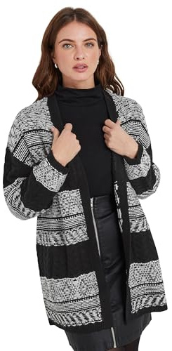 M&Co Womens Fairisle Longline Cardigan - Women's Black