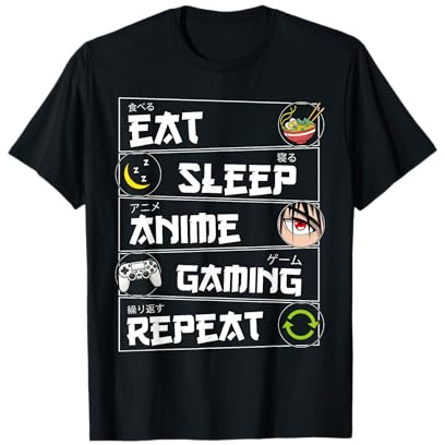 Eat Sleep Anime Gaming Repeat Kawaii Otaku Gamer Anime Manga T-Shirt