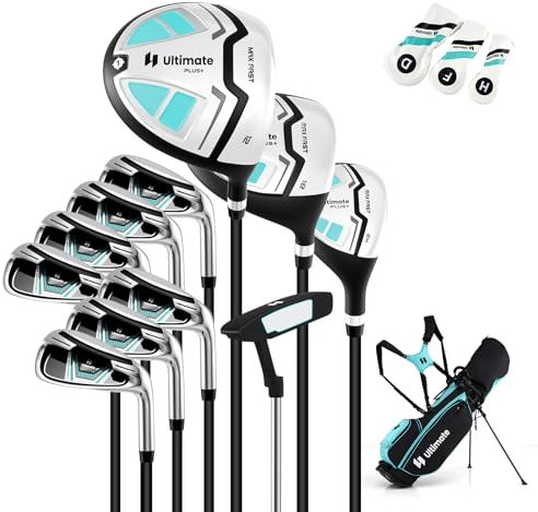 COSTWAY Komplett Golfschläger Set Damen, 15 teilges Golf Set Rechtshänder mit Golftasche & Regenhaube, Golfschlägersätze mit #1 Driver, #3 Fairway-Holz, Hybrid, Eisen & Putter (Grün)