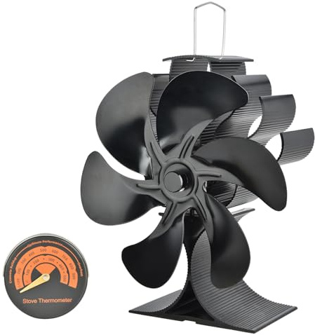 UEsvathr Ventilateur Poele à Bois,Ventilateur à Charbon de 6 Feuilles, économe en énergie et silencieux, Convient aux poêles à bois, cheminées et cheminées ﻿