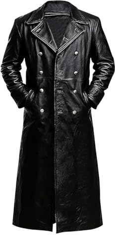 Creonetix Hub WW2 Style German leather trench coat mens - Inspired Vintage Double Breasted Coat