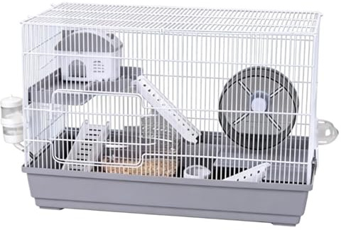 Kx9Lb8d Hamsterkäfige Graue Hamsterkäfig-Doppelschicht-Wasserflasche mit Laufrädern