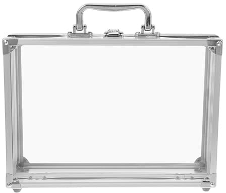 Transparenter Schmuckkoffer aus Aluminiumlegierung, Tragbar, mit Schloss | PET PE Einsätze, Klare Paneele, Tragegriff, für Ringe, Ohrringe, Kosmetik und Ordnung