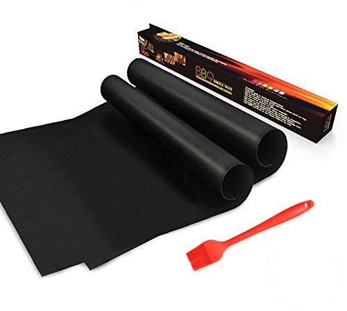Amison Estera para Parrilla Barbacoa Juego de 2, Non Stick para Hornear a Gas Carbón Horno y Parrillas Eléctricas Láminas de Barbacoa para Asar Carne, Apto para Lavavajillas