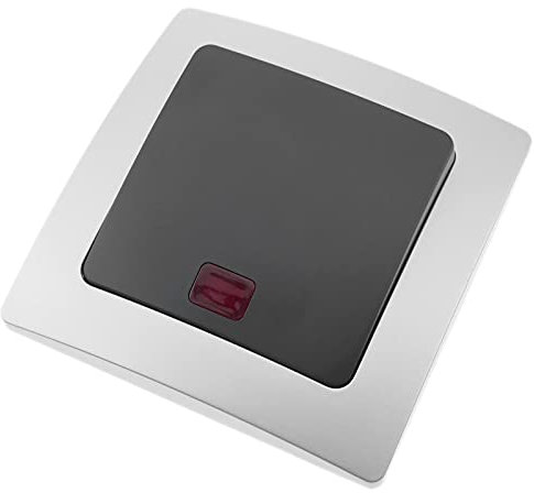 BeMatik - Wechselschaltung Licht Unterputz mit Rahmen 80x80mm Serie Lille Silber und Grau