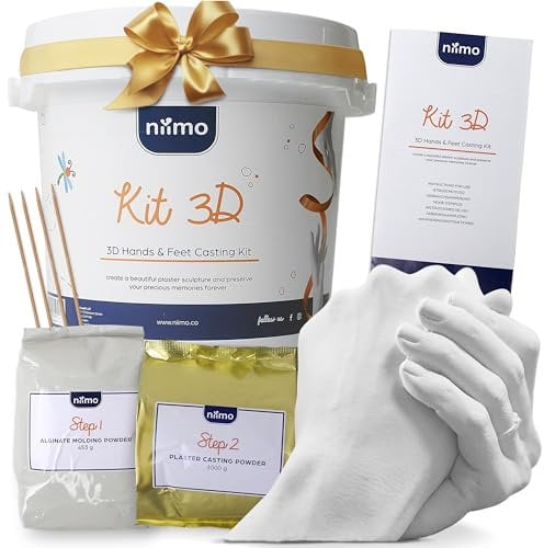 Niimo® 3D Handabdruck Set für Paare - Personalisierte Geschenke für Frauen & Männer, Gipsabdruck Hände Paar, Detailgetreu & Hautfreundlich mit Video-Tutorial