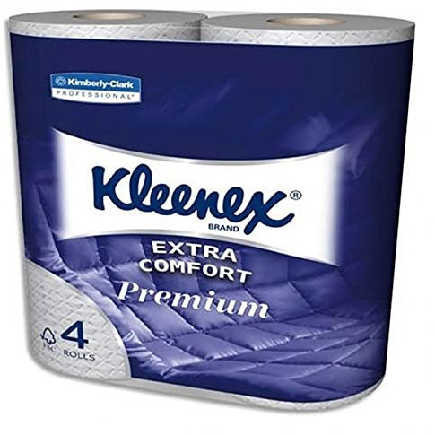 Kleenex Papier Toilette Extra Comfort Premium Blanc Aquatube 4 Rouleaux (lot de 2 soit 8 rouleaux)