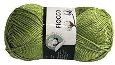 filati italiani Cotone Fiocco. 100% Cotton, 50g (125m) per Uncinetto e Maglieria (Verde - 7668)
