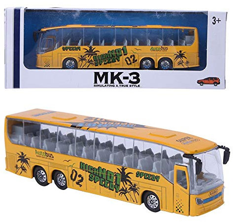 Tnfeeon 1:50 Simulation Pull-Back Alloy Bus Toy, Simuliertes Busfahrzeug aus Aluminiumdruckguss Modellspielzeug mit Unterhaltungsmusik für Kinder Kinder Mädchen(Gelb)