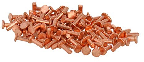MroMax - Bulloni a testa piatta, diametro 2 mm, lunghezza 6 mm, in rame, 200 pezzi