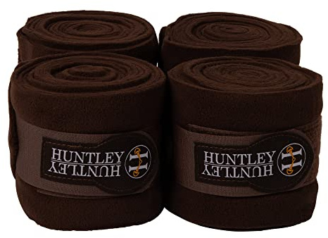 Huntley Equestrian Polo Wraps for Horses: Protective Leg Support Bandage for Training, Exercising, Turnout- 4 Wraps (Brown)