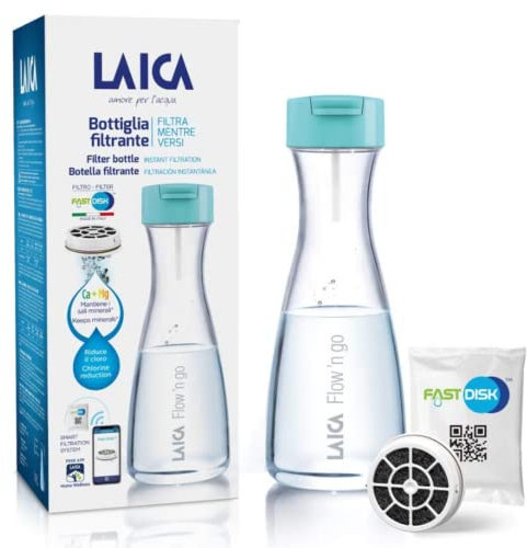 Laica B01BA Sofortige Filterflasche aus Kunststoff, 1 l, mit 1 Filter, hellblau/transparent, 1 Liter