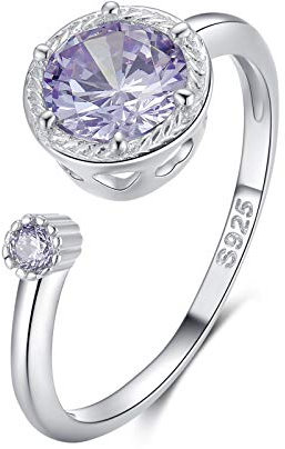 Qings Ring Geburtsstein Juni Frauen, 925 Sterling Silber Zirkonia Finger Ring, Engagement Ring White Gold Diamond