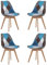 EGOONM Juego de 4 Sillas de Comedor Patchwork, Silla de Comedor de Estilo Nórdico, Apto para Comedor, Salón y Cocina, Azul