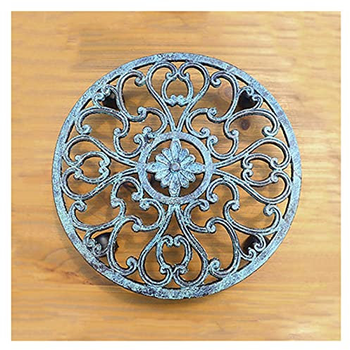 YXCKG 35cm Pflanze Caddy mit Rädern aus Gusseisen, Pflanzenroller Rund Metall, Pflanzwagen Rollen Rolling Tray Coaster, Blumentopfständer für Indoor Outdoor, 100kg halten (Color : Blue)