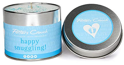 Potters Crouch Duftkerze in Dose, Babyblau, Silber, vegan, stark duftend, Babypuder, 250 g