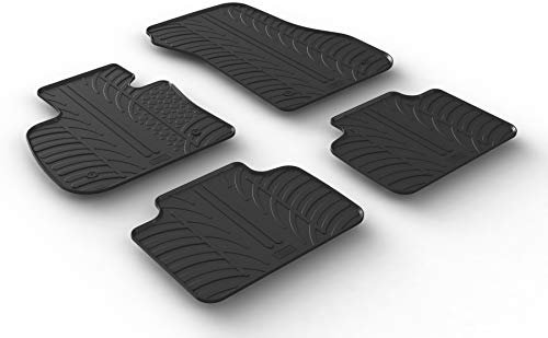 AROBA GL0345 Design Gummi Fußmatten kompatibel mit BMW 2er Active Tourer F45 BJ. 09.2014-09.2021 erhöhter Rand 4 TLG Farbe Schwarz Gummimatten Automatten passgenau