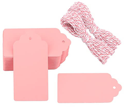 G2PLUS 300g/m² Kraftpapier Etiketten Tags 5CM *10CM Geschenkanhänger Anhänger Etiketten mit Schnur