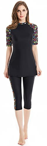 TaissBocco Rash Guard für Damen Bescheidener Badeanzug für Mädchen Kurzarm Bikinis Surf-Badebekleidung Burkini